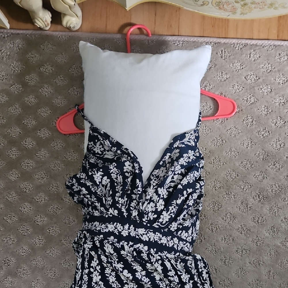 Angie Navy and White Floral Maxi Dress